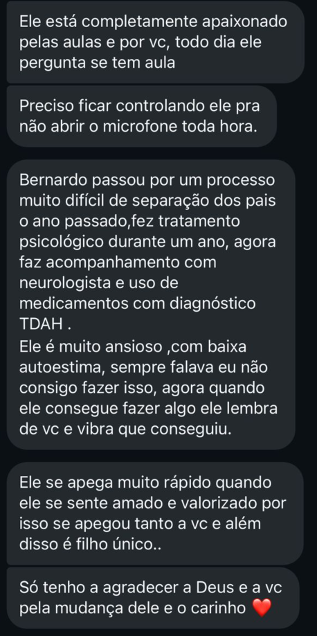 Depoimento real de uma mãe enviado pelo WhatsApp